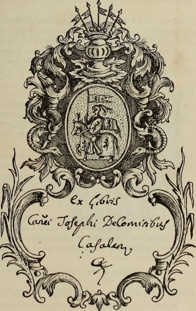 An illustration from Gli ex libris italiani. Con 9 tavole e 233 riproduzioni, delle quali 29 eseguite coi rami o cogli zinchi originali, 1902, leaf 180