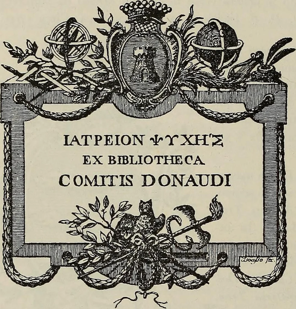 An illustration from Gli ex libris italiani. Con 9 tavole e 233 riproduzioni, delle quali 29 eseguite coi rami o cogli zinchi originali, 1902, leaf 193