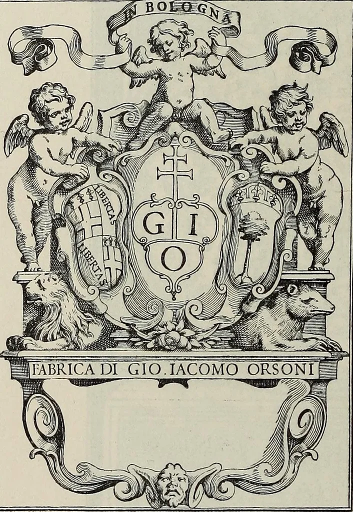 An illustration from Gli ex libris italiani. Con 9 tavole e 233 riproduzioni, delle quali 29 eseguite coi rami o cogli zinchi originali, 1902, leaf 27