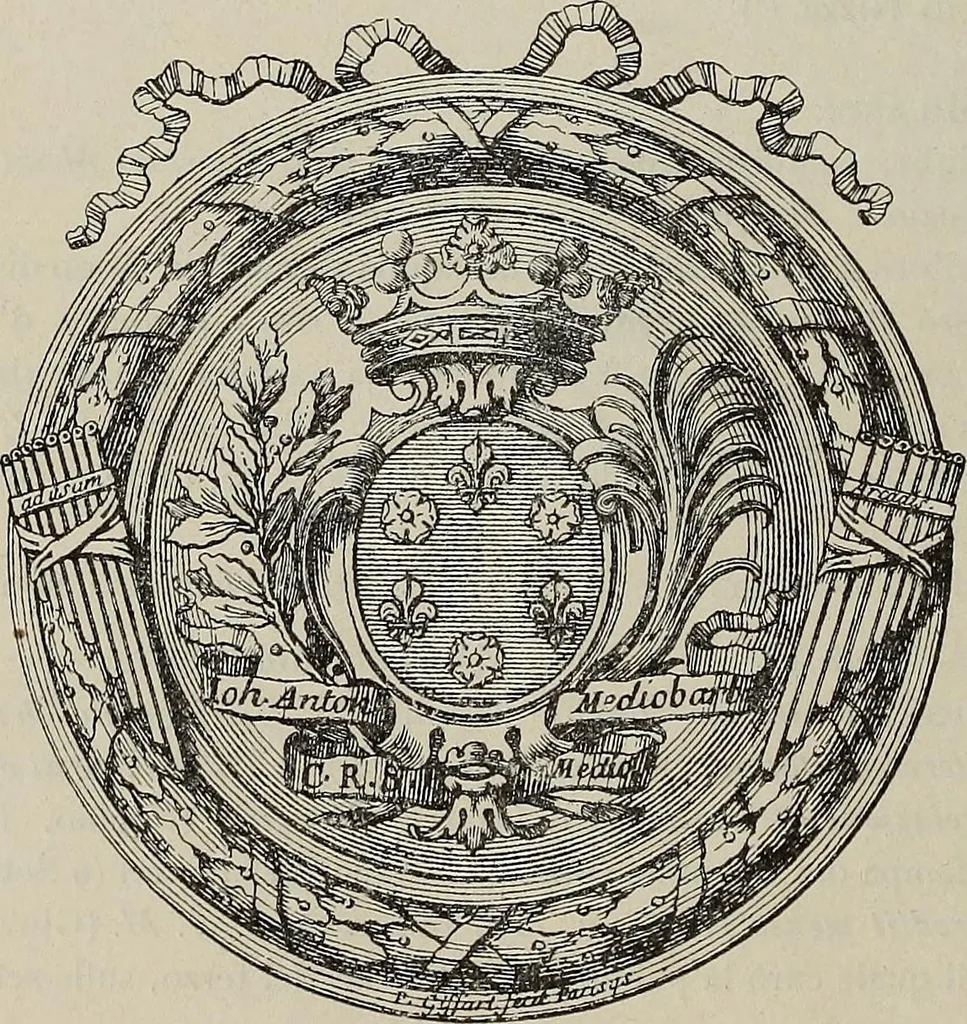 An illustration from Gli ex libris italiani. Con 9 tavole e 233 riproduzioni, delle quali 29 eseguite coi rami o cogli zinchi originali, 1902, leaf 279