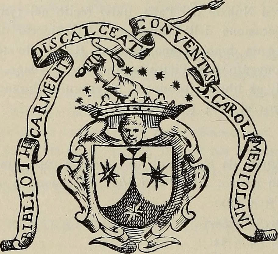 An illustration from Gli ex libris italiani. Con 9 tavole e 233 riproduzioni, delle quali 29 eseguite coi rami o cogli zinchi originali, 1902, leaf 281
