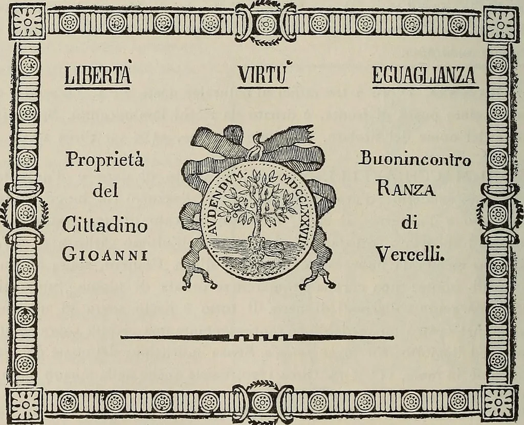 An illustration from Gli ex libris italiani. Con 9 tavole e 233 riproduzioni, delle quali 29 eseguite coi rami o cogli zinchi originali, 1902, leaf 339