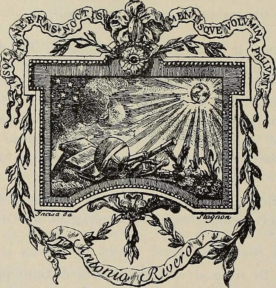 An illustration from Gli ex libris italiani. Con 9 tavole e 233 riproduzioni, delle quali 29 eseguite coi rami o cogli zinchi originali, 1902, leaf 345
