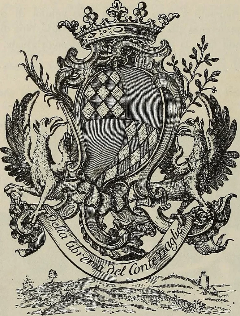 An illustration from Gli ex libris italiani. Con 9 tavole e 233 riproduzioni, delle quali 29 eseguite coi rami o cogli zinchi originali, 1902, leaf 359