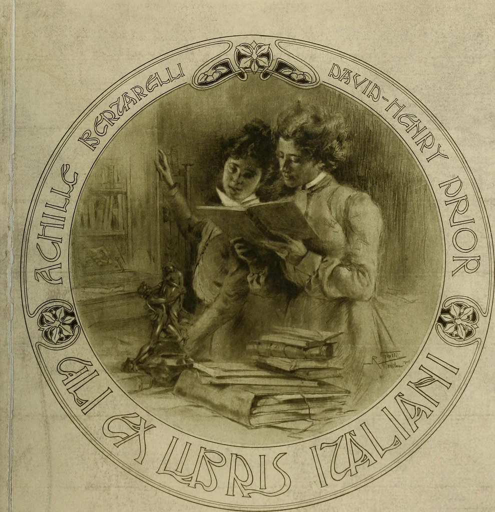 An illustration from Gli ex libris italiani. Con 9 tavole e 233 riproduzioni, delle quali 29 eseguite coi rami o cogli zinchi originali, 1902, leaf 6
