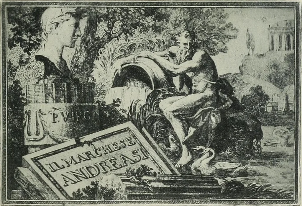 An illustration from Gli ex libris italiani. Con 9 tavole e 233 riproduzioni, delle quali 29 eseguite coi rami o cogli zinchi originali, 1902, leaf 60