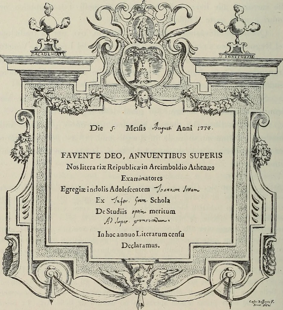 An illustration from Gli ex libris italiani. Con 9 tavole e 233 riproduzioni, delle quali 29 eseguite coi rami o cogli zinchi originali, 1902, leaf 69