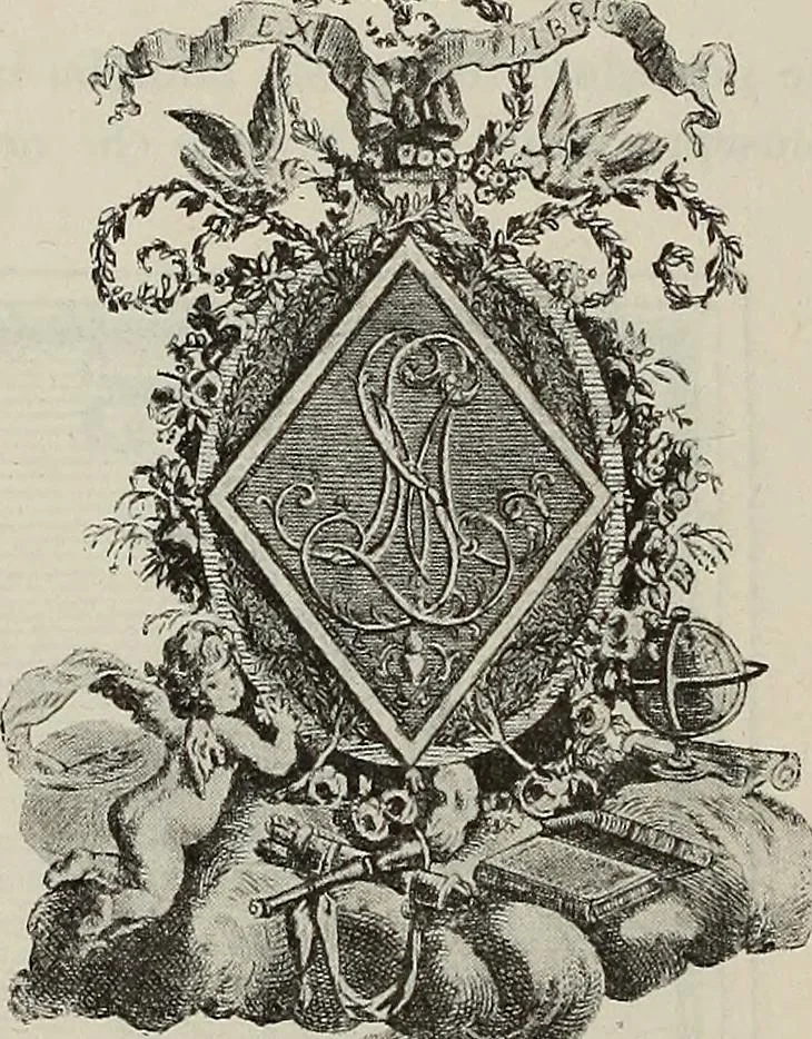 An illustration from Gli ex libris italiani. Con 9 tavole e 233 riproduzioni, delle quali 29 eseguite coi rami o cogli zinchi originali, 1902, leaf 85