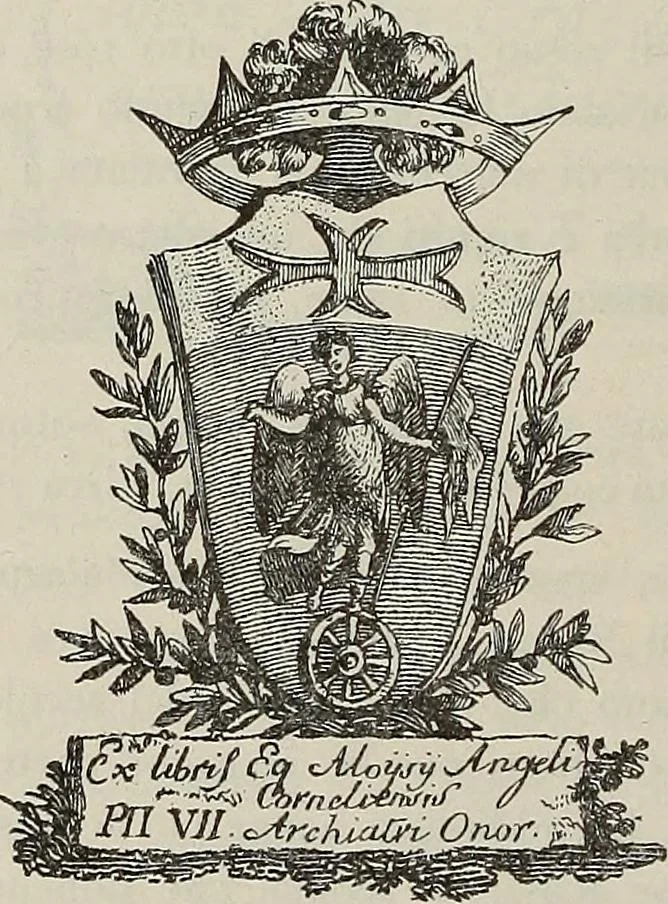 An illustration from Gli ex libris italiani. Con 9 tavole e 233 riproduzioni, delle quali 29 eseguite coi rami o cogli zinchi originali, 1902, leaf 93