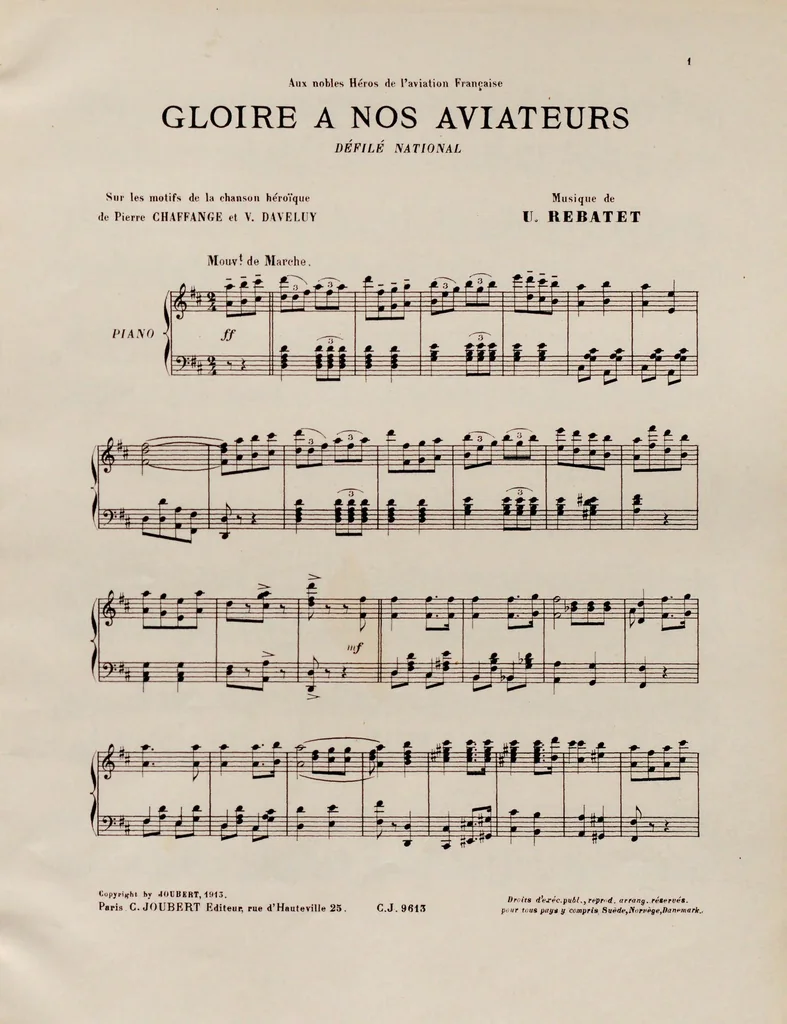 An illustration from Gloire a nos aviateurs : marche héroïque, 1912, leaf 3