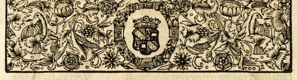 An illustration from Gloriosus Sanctus Romedius : ex comitibus de Thaur Andek, & Altae Guardiae dominis, vallis Annaniae in Tyroli apostolus, magnus thaumaturgus, & anachoreta, quem similem fecit Dominus in gloria sanctorum, & beatificavit illum in gloria (Eccli. 45) : nec non gloriosa domus comitum de Thun, illo Aggaei prophetae condecorata vaticinio, magna erit gloria domus istius (Cap. 2), 1699, leaf 12