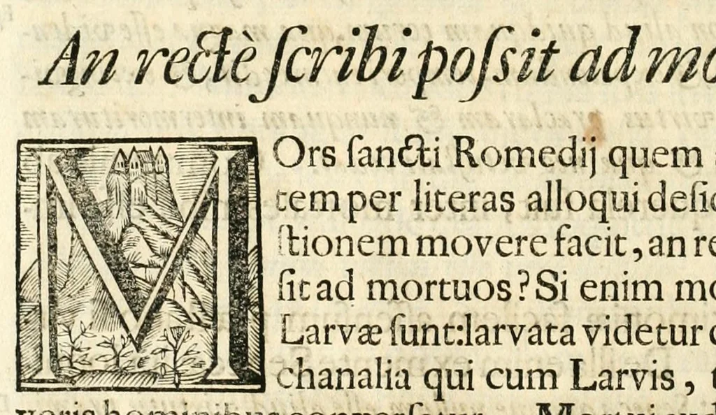 An illustration from Gloriosus Sanctus Romedius : ex comitibus de Thaur Andek, & Altae Guardiae dominis, vallis Annaniae in Tyroli apostolus, magnus thaumaturgus, & anachoreta, quem similem fecit Dominus in gloria sanctorum, & beatificavit illum in gloria (Eccli. 45) : nec non gloriosa domus comitum de Thun, illo Aggaei prophetae condecorata vaticinio, magna erit gloria domus istius (Cap. 2), 1699, leaf 216