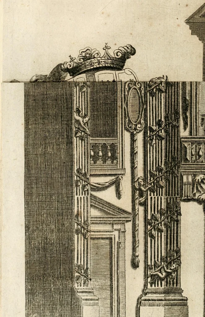 An illustration from Gloriosus Sanctus Romedius : ex comitibus de Thaur Andek, & Altae Guardiae dominis, vallis Annaniae in Tyroli apostolus, magnus thaumaturgus, & anachoreta, quem similem fecit Dominus in gloria sanctorum, & beatificavit illum in gloria (Eccli. 45) : nec non gloriosa domus comitum de Thun, illo Aggaei prophetae condecorata vaticinio, magna erit gloria domus istius (Cap. 2), 1699, leaf 224