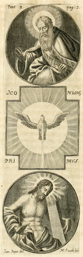 An illustration from Gloriosus Sanctus Romedius : ex comitibus de Thaur Andek, & Altae Guardiae dominis, vallis Annaniae in Tyroli apostolus, magnus thaumaturgus, & anachoreta, quem similem fecit Dominus in gloria sanctorum, & beatificavit illum in gloria (Eccli. 45) : nec non gloriosa domus comitum de Thun, illo Aggaei prophetae condecorata vaticinio, magna erit gloria domus istius (Cap. 2), 1699, leaf 230