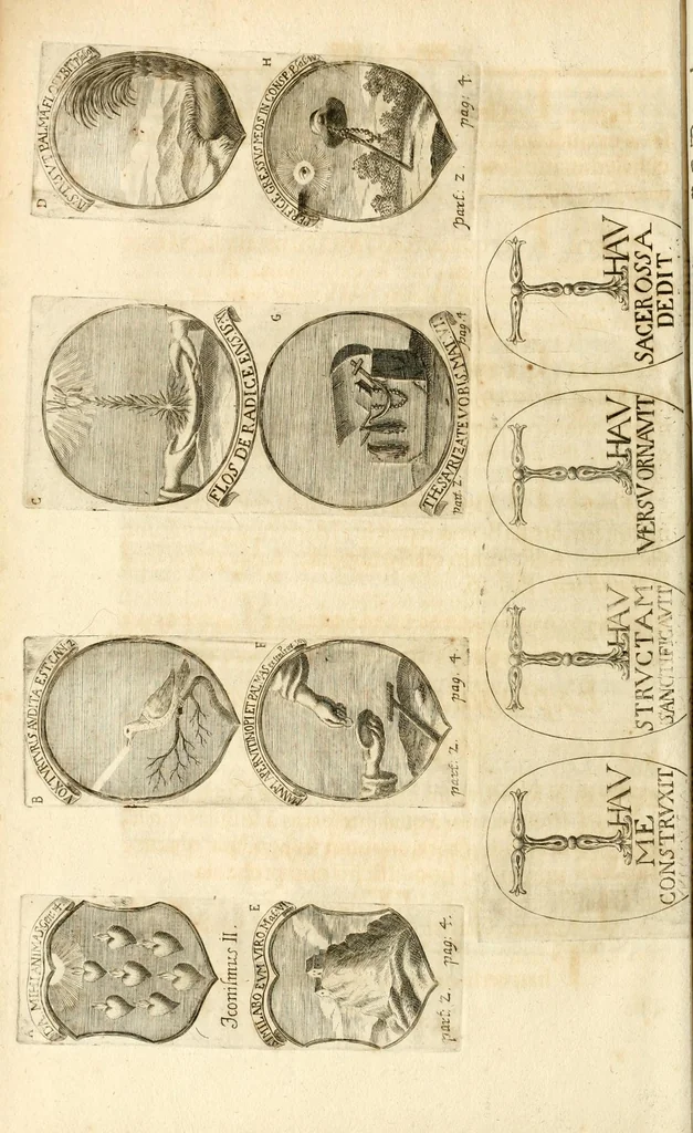 An illustration from Gloriosus Sanctus Romedius : ex comitibus de Thaur Andek, & Altae Guardiae dominis, vallis Annaniae in Tyroli apostolus, magnus thaumaturgus, & anachoreta, quem similem fecit Dominus in gloria sanctorum, & beatificavit illum in gloria (Eccli. 45) : nec non gloriosa domus comitum de Thun, illo Aggaei prophetae condecorata vaticinio, magna erit gloria domus istius (Cap. 2), 1699, leaf 234