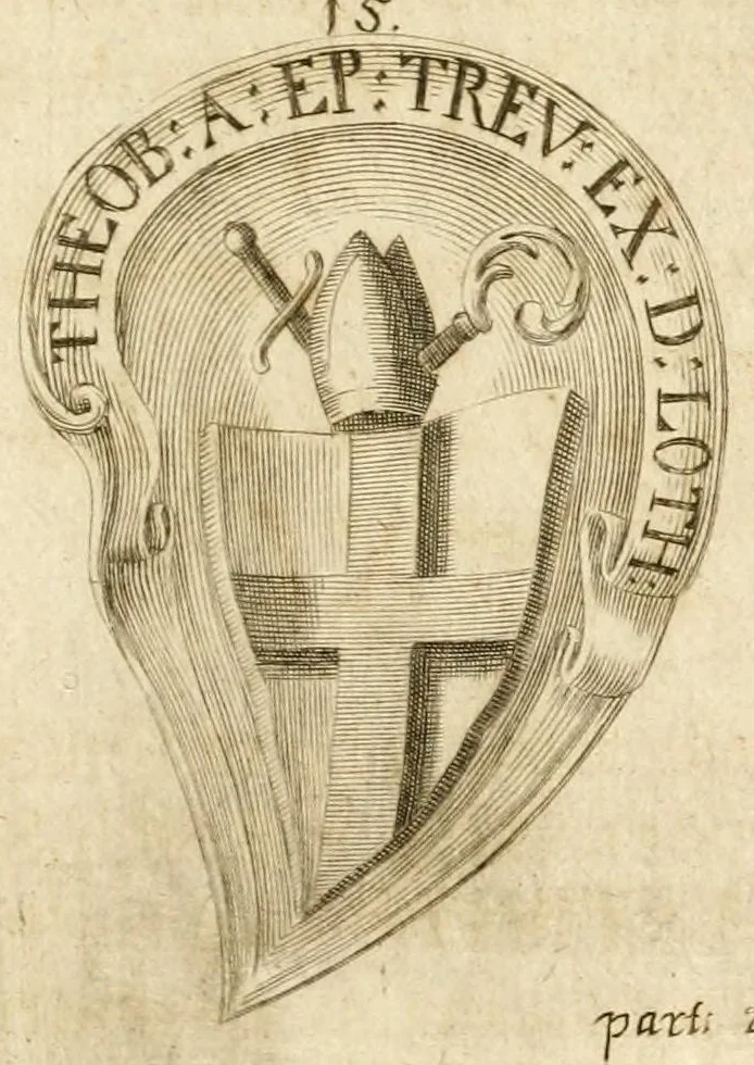 An illustration from Gloriosus Sanctus Romedius : ex comitibus de Thaur Andek, & Altae Guardiae dominis, vallis Annaniae in Tyroli apostolus, magnus thaumaturgus, & anachoreta, quem similem fecit Dominus in gloria sanctorum, & beatificavit illum in gloria (Eccli. 45) : nec non gloriosa domus comitum de Thun, illo Aggaei prophetae condecorata vaticinio, magna erit gloria domus istius (Cap. 2), 1699, leaf 265
