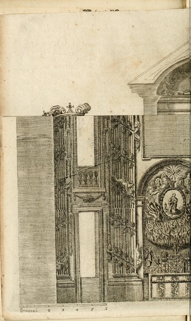 An illustration from Gloriosus Sanctus Romedius : ex comitibus de Thaur Andek, & Altae Guardiae dominis, vallis Annaniae in Tyroli apostolus, magnus thaumaturgus, & anachoreta, quem similem fecit Dominus in gloria sanctorum, & beatificavit illum in gloria (Eccli. 45) : nec non gloriosa domus comitum de Thun, illo Aggaei prophetae condecorata vaticinio, magna erit gloria domus istius (Cap. 2), 1699, leaf 298