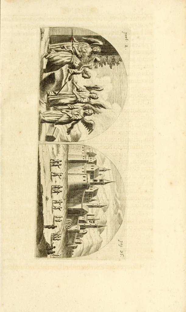 An illustration from Gloriosus Sanctus Romedius : ex comitibus de Thaur Andek, & Altae Guardiae dominis, vallis Annaniae in Tyroli apostolus, magnus thaumaturgus, & anachoreta, quem similem fecit Dominus in gloria sanctorum, & beatificavit illum in gloria (Eccli. 45) : nec non gloriosa domus comitum de Thun, illo Aggaei prophetae condecorata vaticinio, magna erit gloria domus istius (Cap. 2), 1699, leaf 305