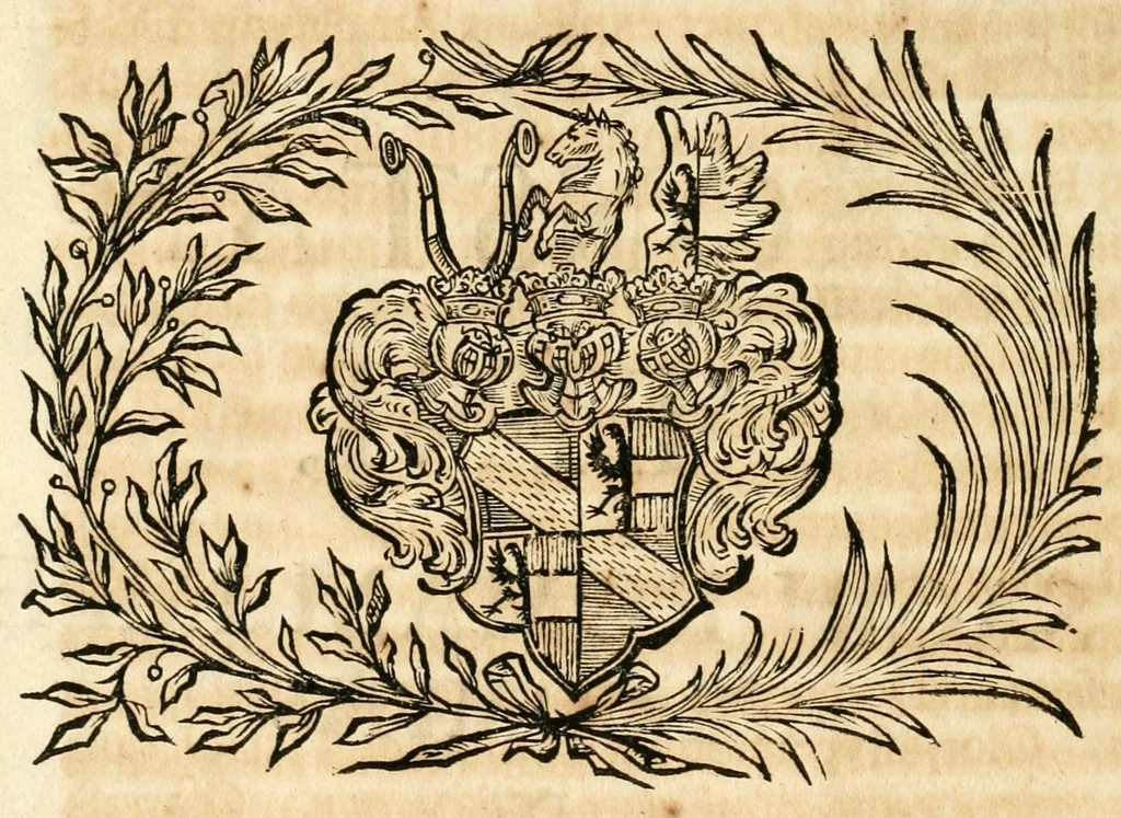 An illustration from Gloriosus Sanctus Romedius : ex comitibus de Thaur Andek, & Altae Guardiae dominis, vallis Annaniae in Tyroli apostolus, magnus thaumaturgus, & anachoreta, quem similem fecit Dominus in gloria sanctorum, & beatificavit illum in gloria (Eccli. 45) : nec non gloriosa domus comitum de Thun, illo Aggaei prophetae condecorata vaticinio, magna erit gloria domus istius (Cap. 2), 1699, leaf 8