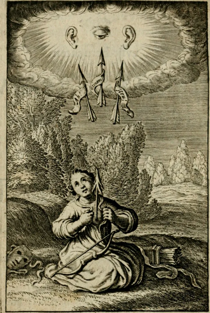 An illustration from Goddelycke wenschen : verlicht met sinne-beelden, ghedichten en vierighe uyt-spraecken der oud-vaeders, 1629, leaf 19