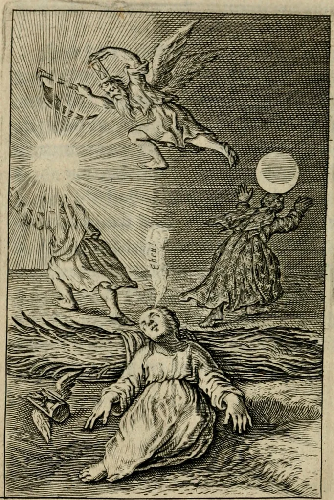 An illustration from Goddelycke wenschen : verlicht met sinne-beelden, ghedichten en vierighe uyt-spraecken der oud-vaeders, 1629, leaf 213