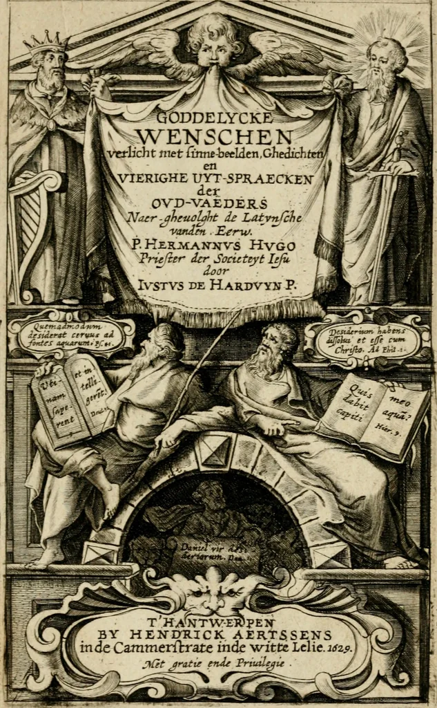 An illustration from Goddelycke wenschen : verlicht met sinne-beelden, ghedichten en vierighe uyt-spraecken der oud-vaeders, 1629, leaf 6