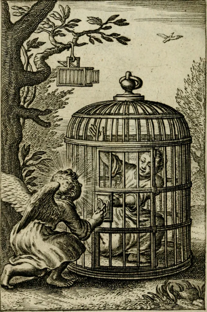 An illustration from Goddelycke wenschen : verlicht met sinne-beelden, ghedichten en vierighe uyt-spraecken der oud-vaeders, 1629, leaf 619