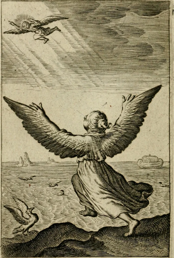 An illustration from Goddelycke wenschen : verlicht met sinne-beelden, ghedichten en vierighe uyt-spraecken der oud-vaeders, 1629, leaf 663