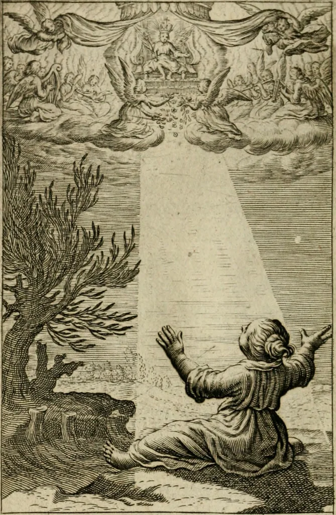 An illustration from Goddelycke wenschen : verlicht met sinne-beelden, ghedichten en vierighe uyt-spraecken der oud-vaeders, 1629, leaf 677