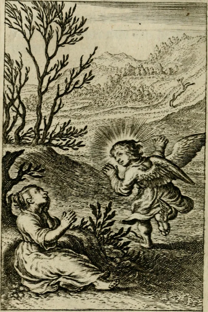 An illustration from Goddelycke wenschen : verlicht met sinne-beelden, ghedichten en vierighe uyt-spraecken der oud-vaeders, 1629, leaf 697