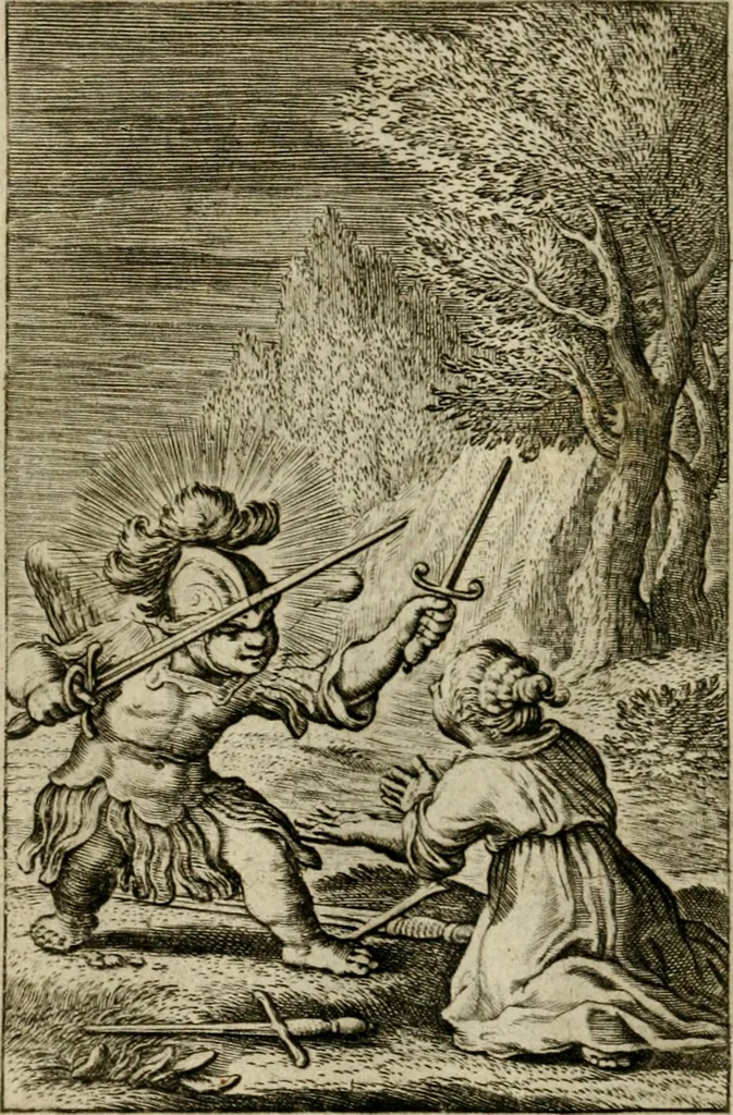 An illustration from Goddelycke wenschen : verlicht met sinne-beelden, ghedichten en vierighe uyt-spraecken der oud-vaeders, 1629, leaf 99