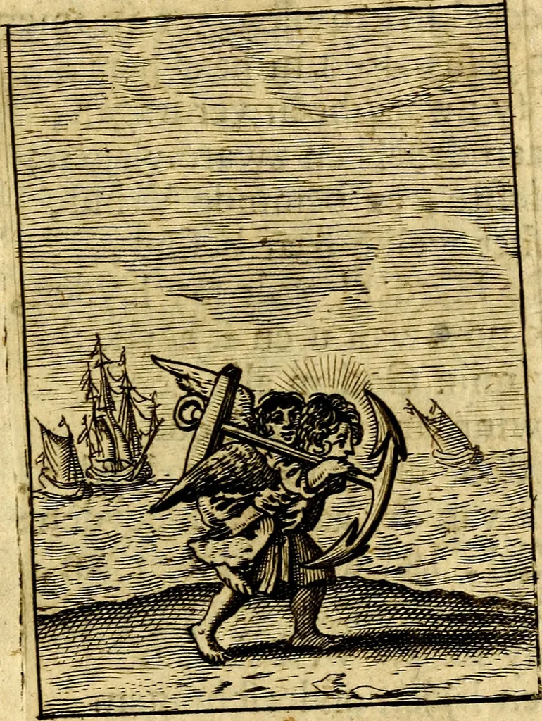 An illustration from Goddelyke liefde-vlammen, van een boetvaardige, geheyligde, liefhebbende, en aan haar selfs-stervende ziele : in drie deelen verdeelt, af-gebeeld door vijftig nette koopere figuuren : neffens haar verzen, aanmerkingen, gezangen, en ziel-zuchtingen, 1711, leaf 128