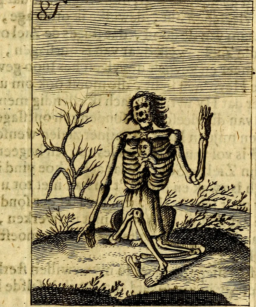 An illustration from Goddelyke liefde-vlammen, van een boetvaardige, geheyligde, liefhebbende, en aan haar selfs-stervende ziele : in drie deelen verdeelt, af-gebeeld door vijftig nette koopere figuuren : neffens haar verzen, aanmerkingen, gezangen, en ziel-zuchtingen, 1711, leaf 180