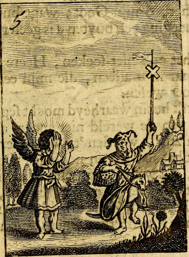 An illustration from Goddelyke liefde-vlammen, van een boetvaardige, geheyligde, liefhebbende, en aan haar selfs-stervende ziele : in drie deelen verdeelt, af-gebeeld door vijftig nette koopere figuuren : neffens haar verzen, aanmerkingen, gezangen, en ziel-zuchtingen, 1711, leaf 26