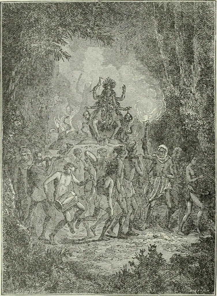 An illustration from Gods and devils of mankind : the whole dark picture strikingly contrasted with the beauty and purity of revealed religion / by Frank S. Dobbins ; assisted by Hon. S. Wells Williams, 1897, leaf 245
