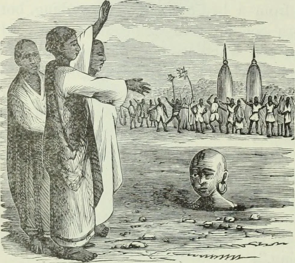 An illustration from Gods and devils of mankind : the whole dark picture strikingly contrasted with the beauty and purity of revealed religion / by Frank S. Dobbins ; assisted by Hon. S. Wells Williams, 1897, leaf 349