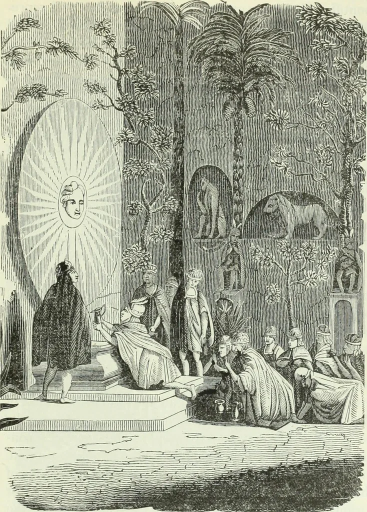 An illustration from Gods and devils of mankind : the whole dark picture strikingly contrasted with the beauty and purity of revealed religion / by Frank S. Dobbins ; assisted by Hon. S. Wells Williams, 1897, leaf 384