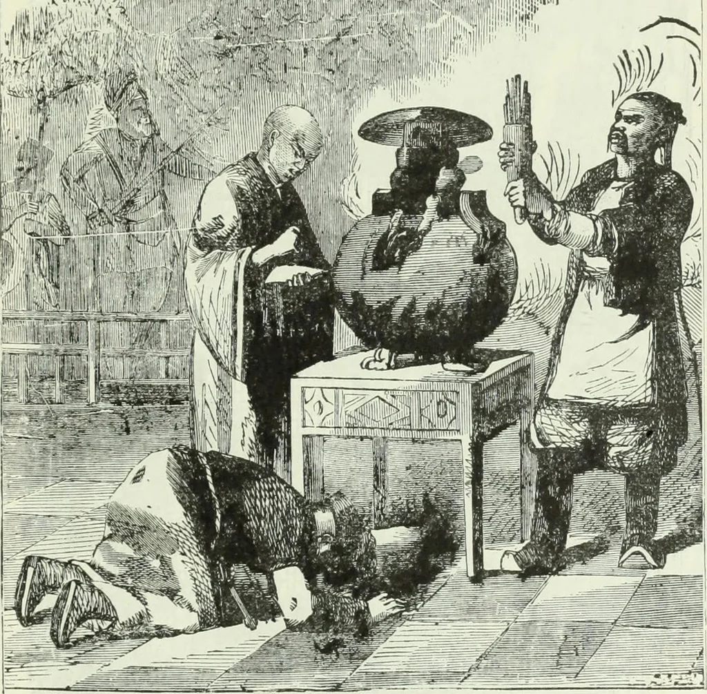 An illustration from Gods and devils of mankind : the whole dark picture strikingly contrasted with the beauty and purity of revealed religion / by Frank S. Dobbins ; assisted by Hon. S. Wells Williams, 1897, leaf 442