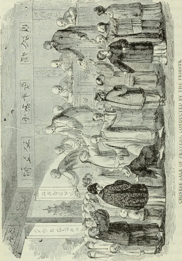An illustration from Gods and devils of mankind : the whole dark picture strikingly contrasted with the beauty and purity of revealed religion / by Frank S. Dobbins ; assisted by Hon. S. Wells Williams, 1897, leaf 617