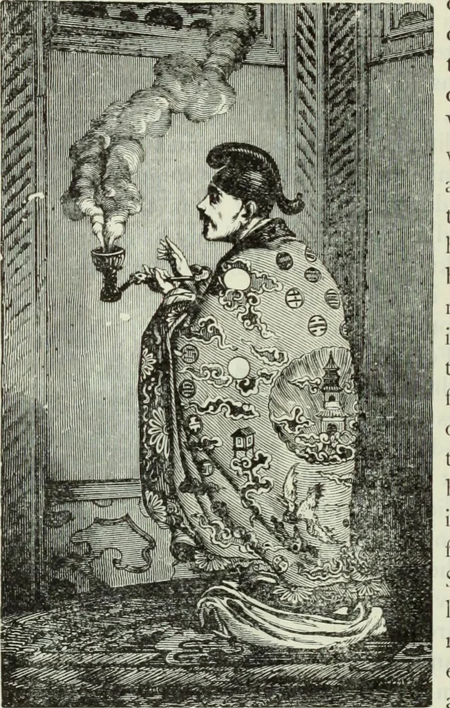 An illustration from Gods and devils of mankind : the whole dark picture strikingly contrasted with the beauty and purity of revealed religion / by Frank S. Dobbins ; assisted by Hon. S. Wells Williams, 1897, leaf 651