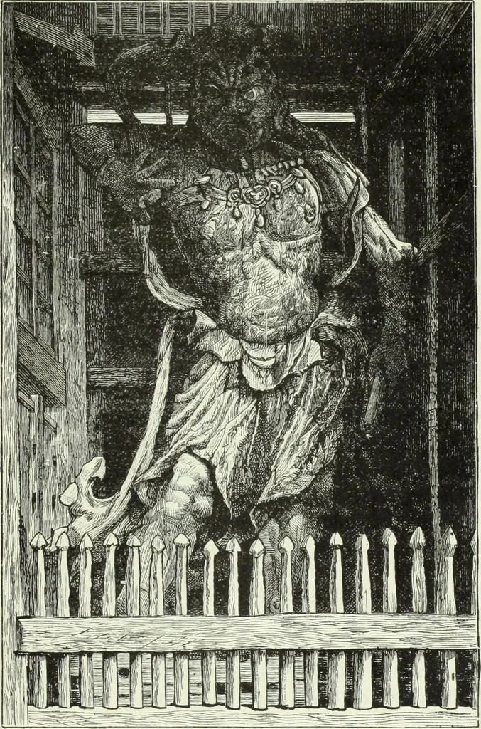 An illustration from Gods and devils of mankind : the whole dark picture strikingly contrasted with the beauty and purity of revealed religion / by Frank S. Dobbins ; assisted by Hon. S. Wells Williams, 1897, leaf 678