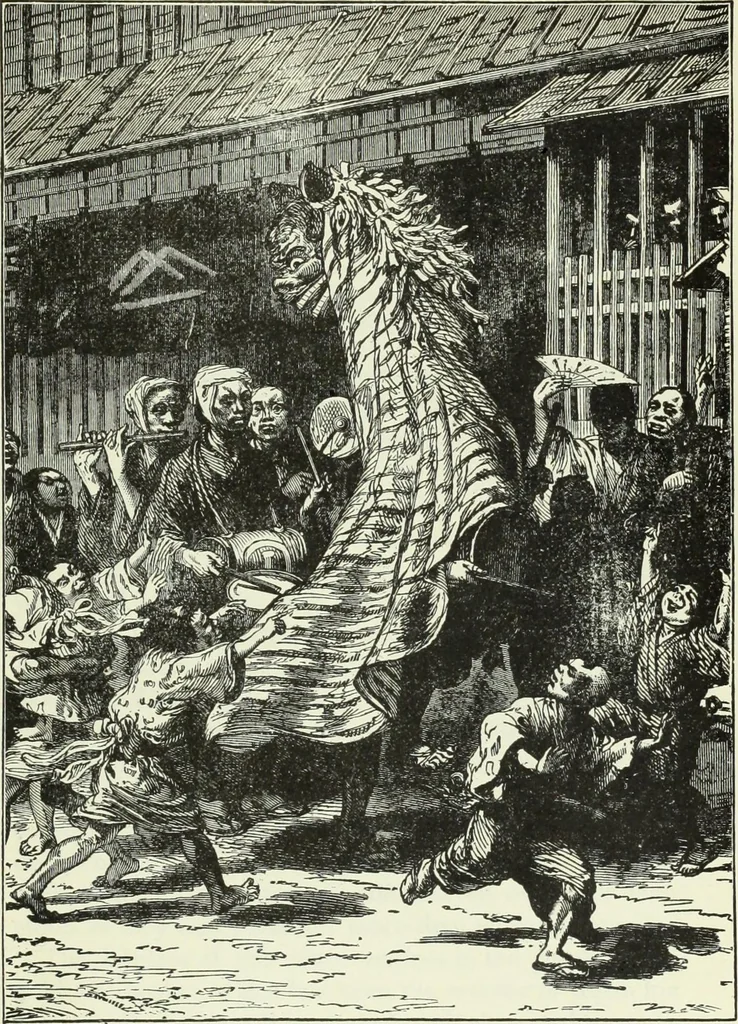 An illustration from Gods and devils of mankind : the whole dark picture strikingly contrasted with the beauty and purity of revealed religion / by Frank S. Dobbins ; assisted by Hon. S. Wells Williams, 1897, leaf 696