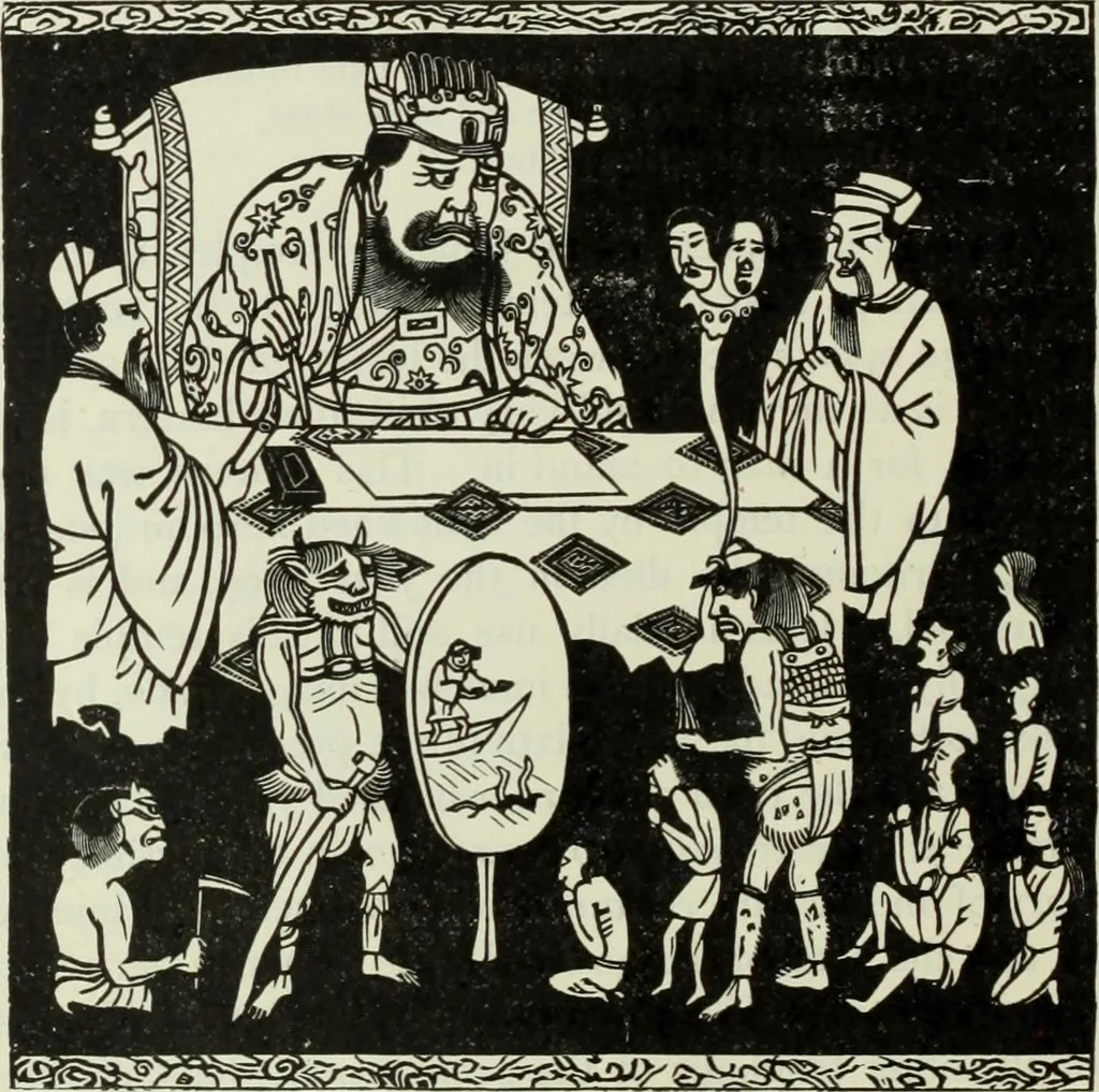 An illustration from Gods and devils of mankind : the whole dark picture strikingly contrasted with the beauty and purity of revealed religion / by Frank S. Dobbins ; assisted by Hon. S. Wells Williams, 1897, leaf 699