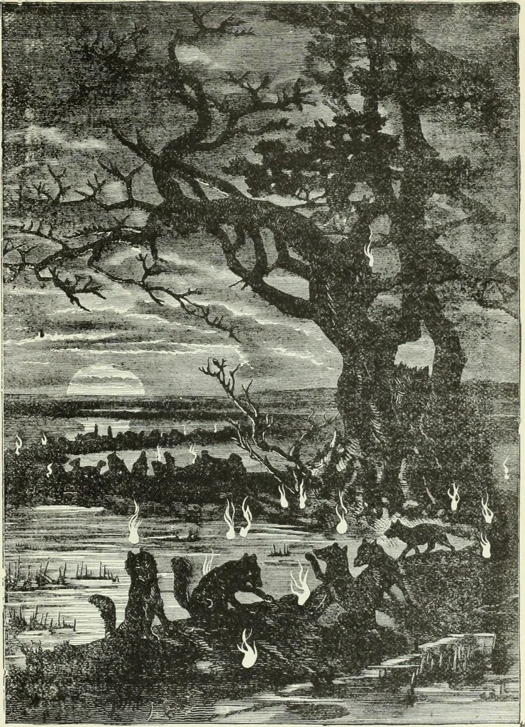 An illustration from Gods and devils of mankind : the whole dark picture strikingly contrasted with the beauty and purity of revealed religion / by Frank S. Dobbins ; assisted by Hon. S. Wells Williams, 1897, leaf 704