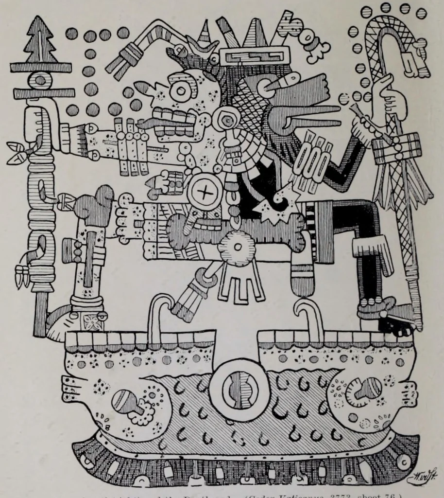 An illustration from The gods of Mexico, 1923, leaf 160