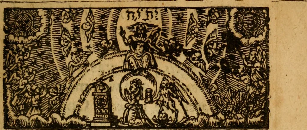 An illustration from Gods treasurie displayed, or, The promises, and threatnings of Scripture &c. : methodically composed, for the helpe of weake memories, and contrived into question and answere, for the comfort of Sions mourners, and for the awakening of the Laodicean-like secure, 1630, leaf 36