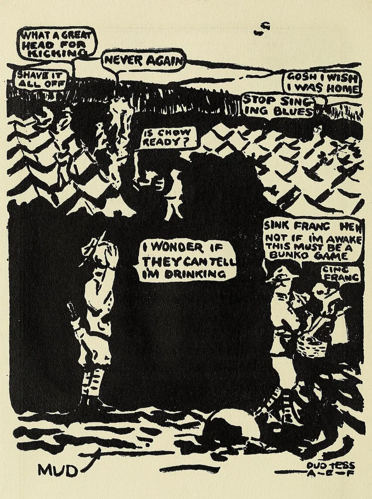 An illustration from "Going thru" with a golden spoon : an illustrated story of the 52nd Brigade Field Artillery, American Expeditionary Forces, 1919, leaf 20