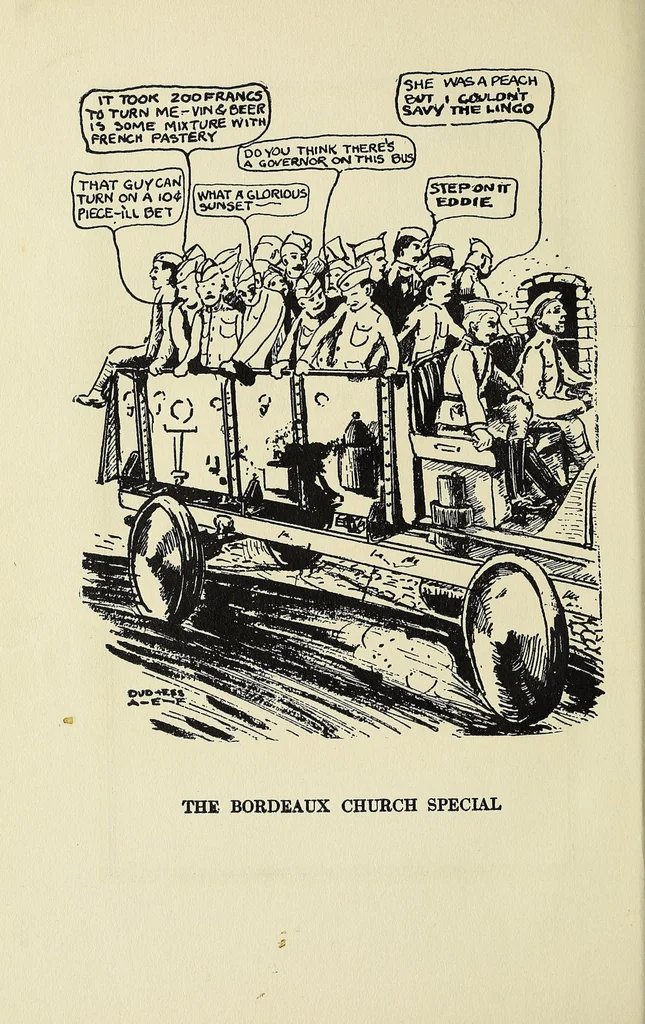 An illustration from "Going thru" with a golden spoon : an illustrated story of the 52nd Brigade Field Artillery, American Expeditionary Forces, 1919, leaf 24