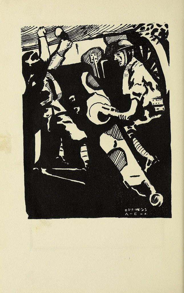 An illustration from "Going thru" with a golden spoon : an illustrated story of the 52nd Brigade Field Artillery, American Expeditionary Forces, 1919, leaf 32
