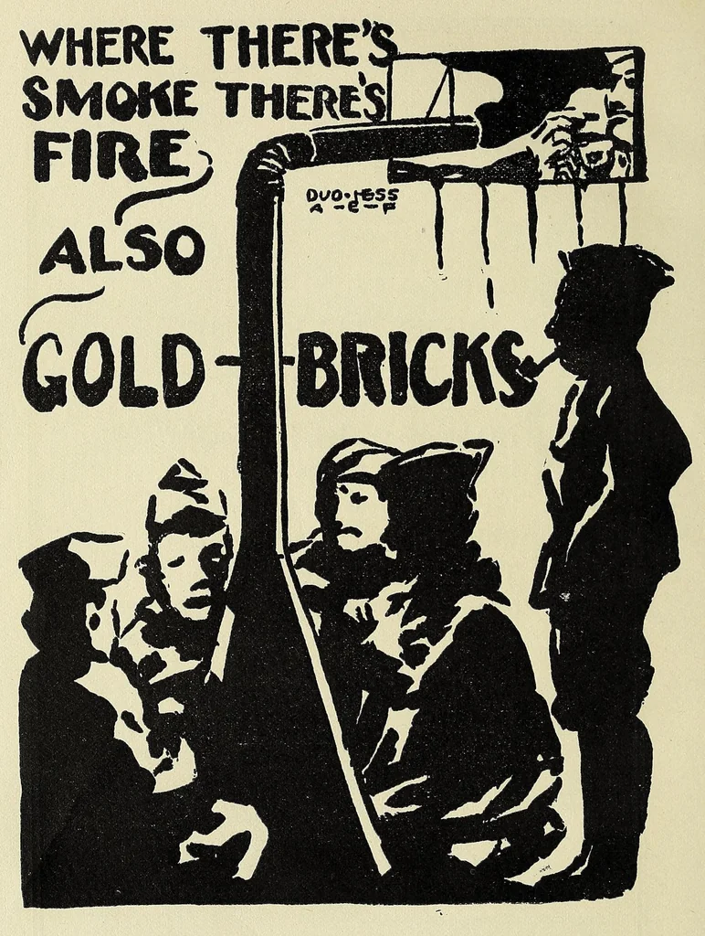 An illustration from "Going thru" with a golden spoon : an illustrated story of the 52nd Brigade Field Artillery, American Expeditionary Forces, 1919, leaf 54